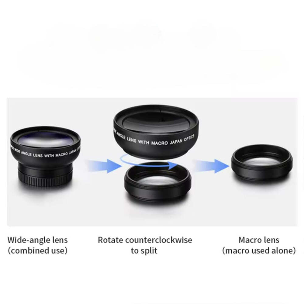 USLION 2-in-1 Universal Clip Phone Lens 0.45x Wide-Angle + Macro 37mm