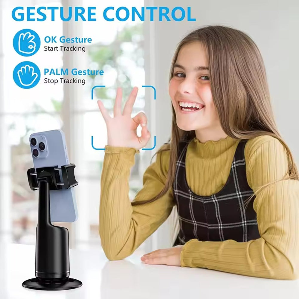 P01 AI Auto-Tracking Gimbal Camera – 360° Face & Body Follow Stand