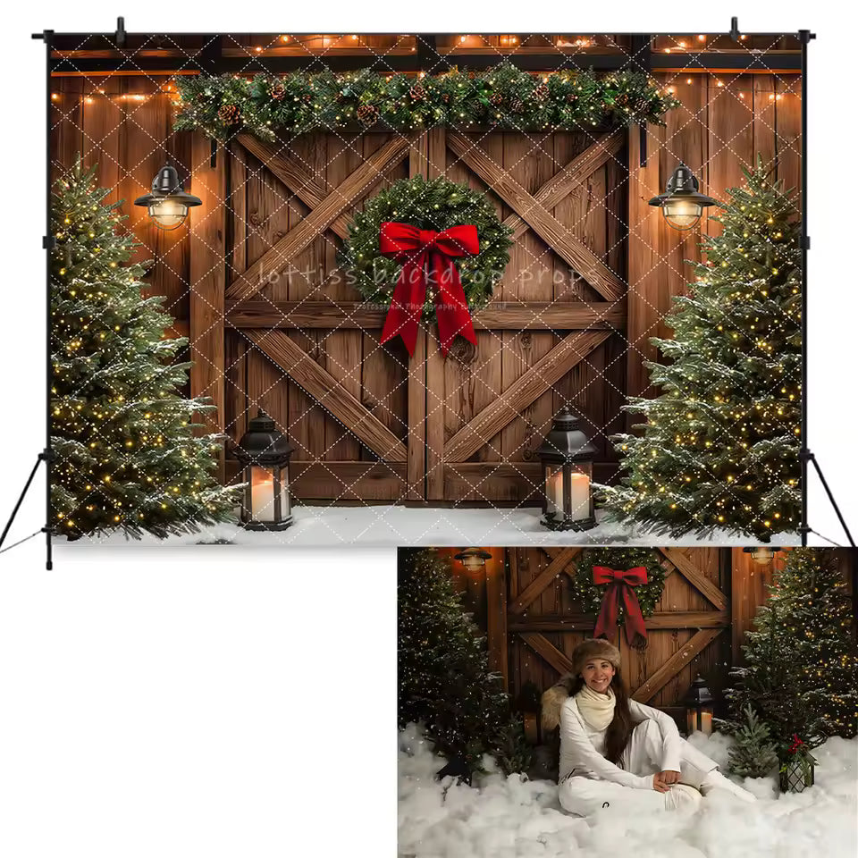 Snowy Hot Cocoa Cart Backdrop – Winter Photo Background for All Ages