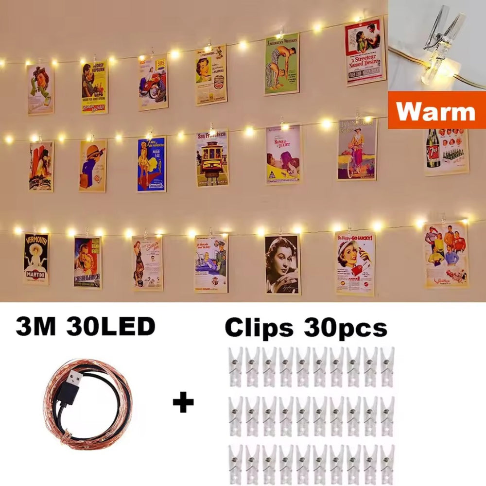 Photo Clip Fairy String Lights for Wall & Wedding Decoration