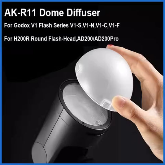 AK-R11 Dome Diffuser Replacement for Godox V1, AD200, AD200Pro, and V1 Flash Series