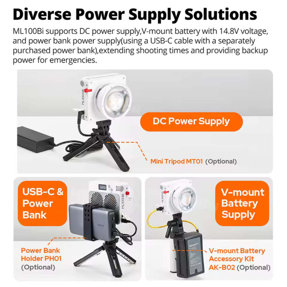 Godox ML100BI Bi-Color LED Video Light 2800-6500K with APP & FX Effects for Filmmaking Vlog