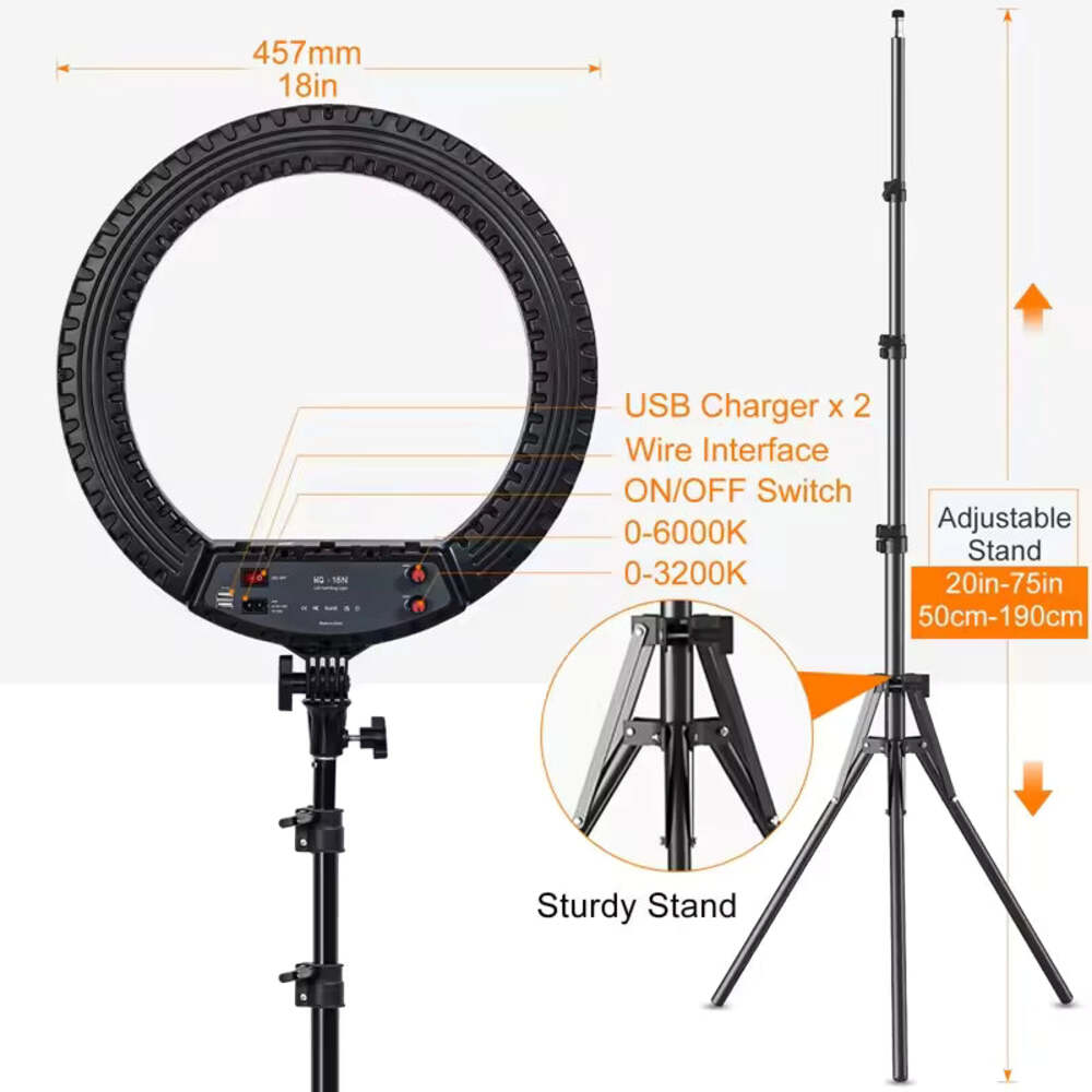 18'' Ring Light with Tripod 55W Dimmable Studio Light for Video & Makeup