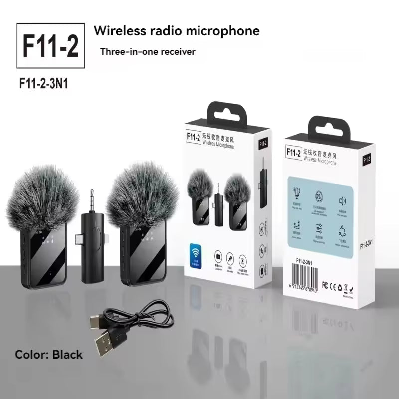 3-in-1 Wireless Lavalier Mic for Camera, iPhone & Android – Noise Reduction