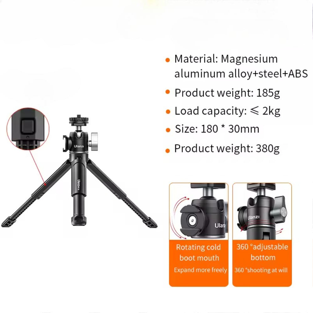 Ulanzi MT-14 Aluminum Tripod with 360° Ballhead – Portable Vlog Kit