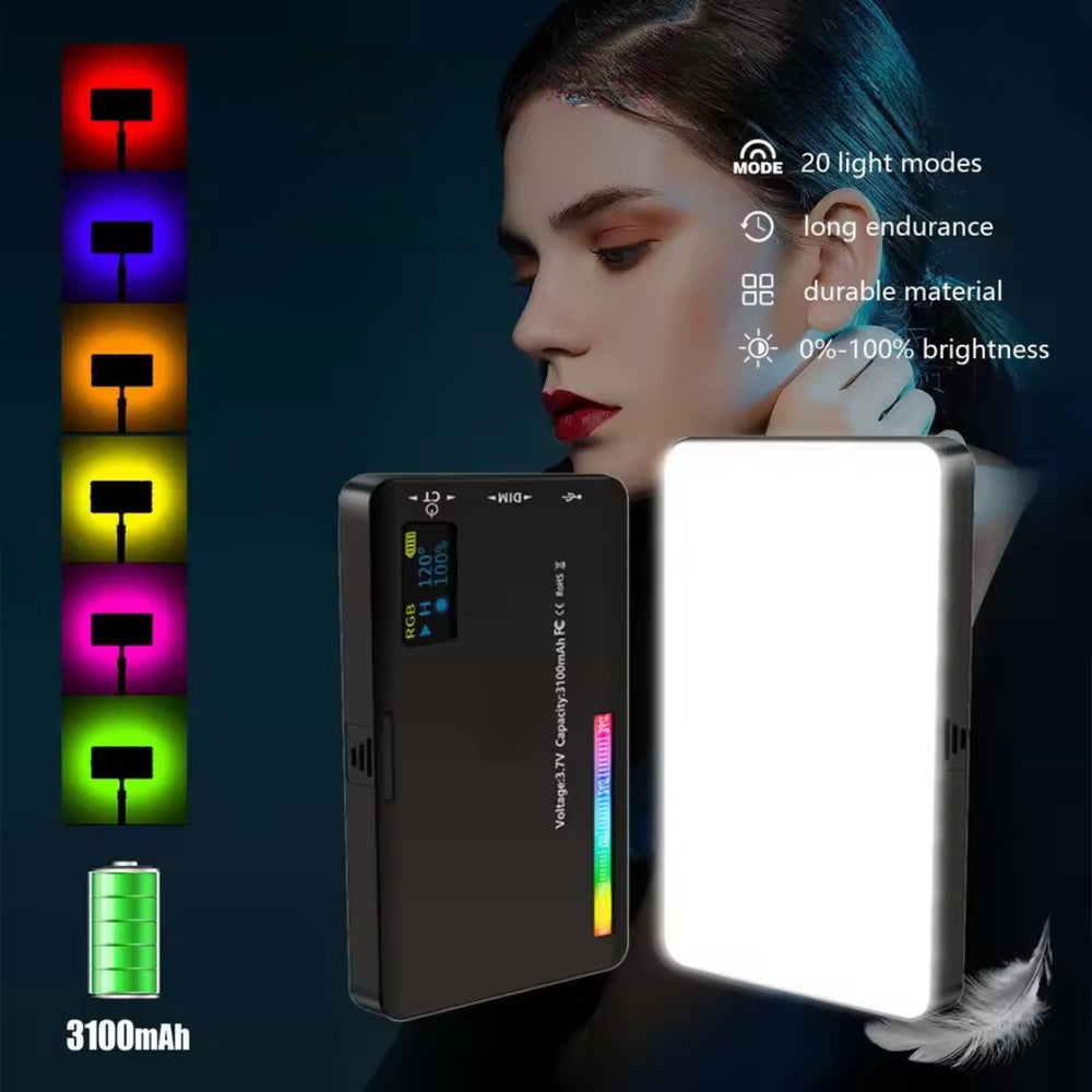 RGB LED Video Light Panel with LCD – Camera, Vlog & Live Streaming