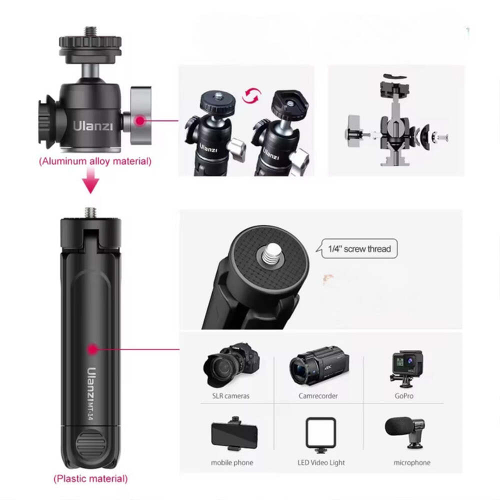 Ulanzi MT-14 Aluminum Tripod with 360° Ballhead – Portable Vlog Kit