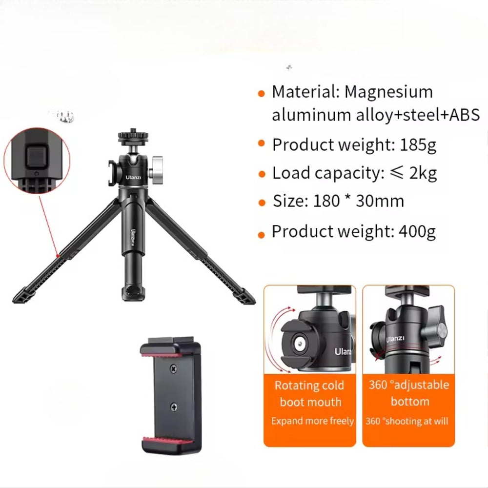 Ulanzi MT-14 Aluminum Tripod with 360° Ballhead – Portable Vlog Kit