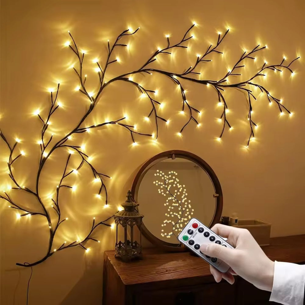 96/144 LED Willow Vine Tree Fairy Lights – 8 Modes, Remote Control