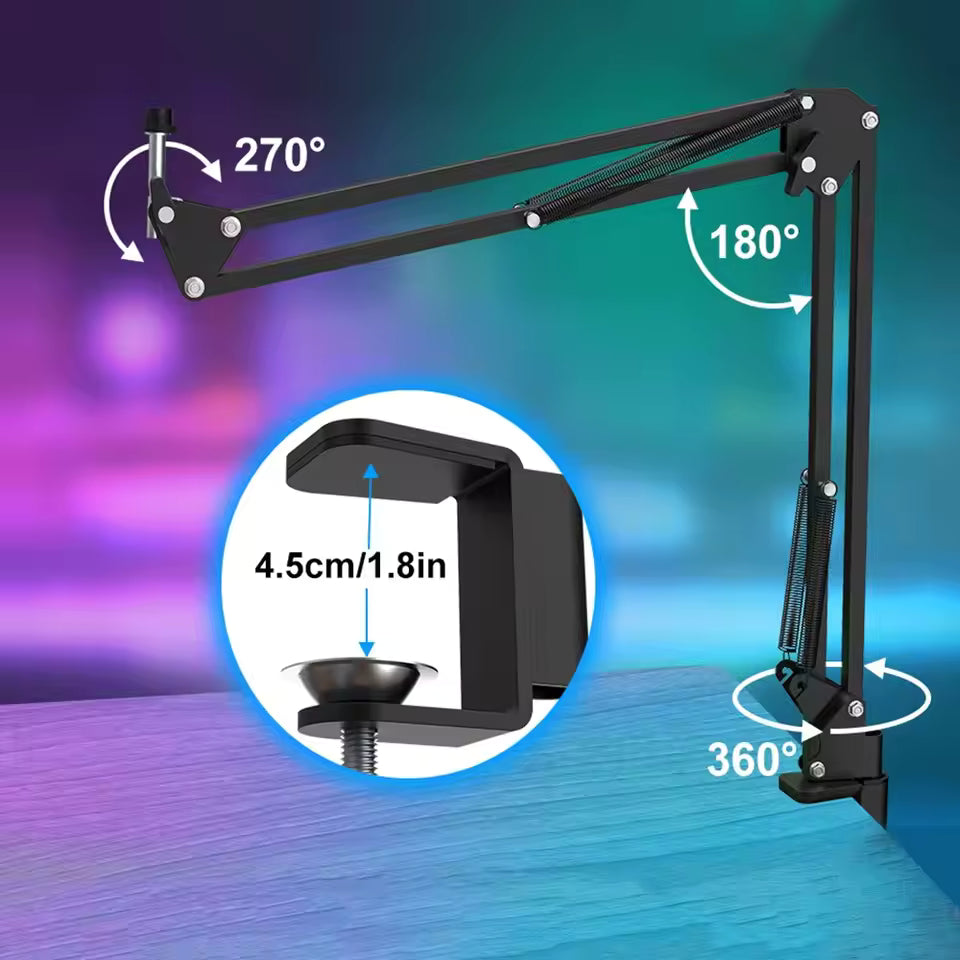 Haomuren USB Podcast Black Microphone Kit with Boom Arm – Cardioid Condenser Mic for Recording & Streaming
