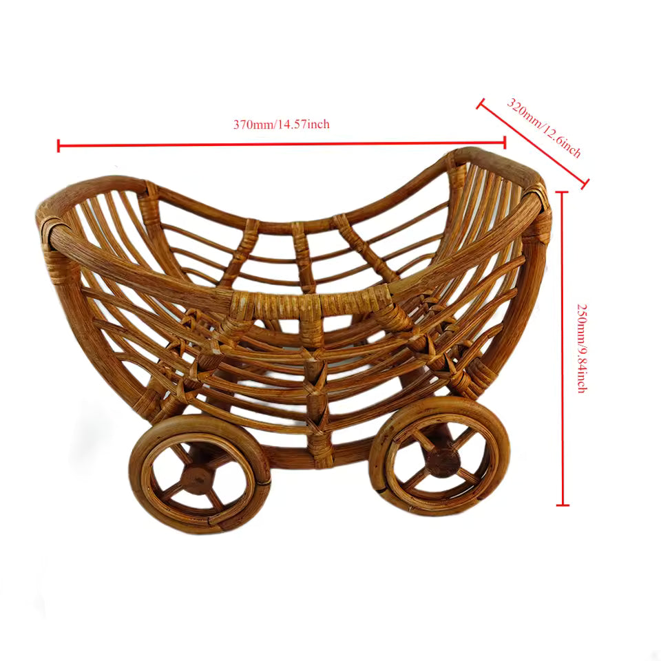 Original Baby Rattan Cart Basket Newborn Photography Prop