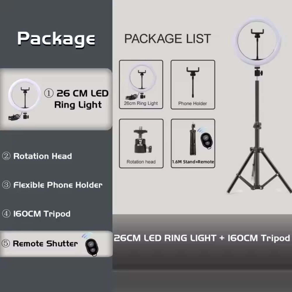 10/12 Inch LED Ring Light with Stand – Dimmable Selfie Fill Light for Makeup & Video