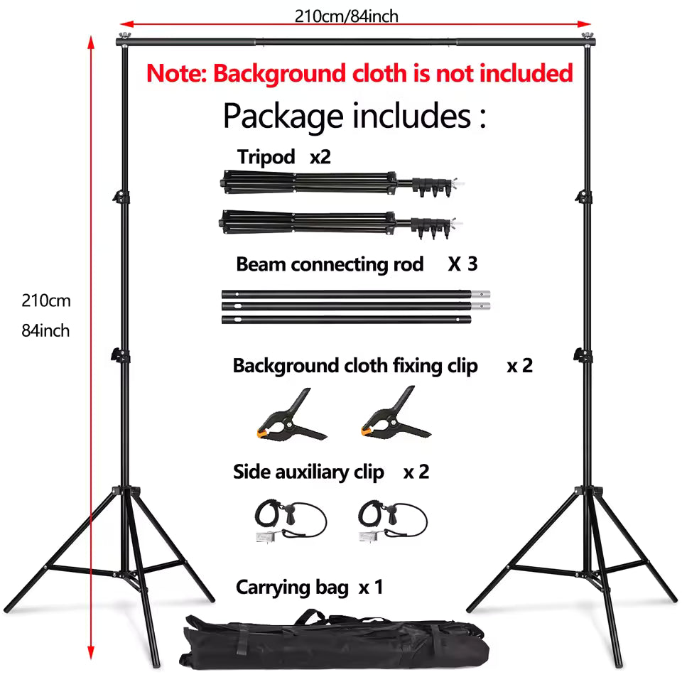Backdrop Stand Support System Kit for Photo & Video Studio