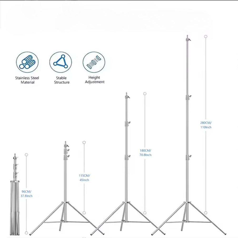 2.9M Heavy-Duty Tripod Stand with Wheels – Photo Studio Light Stand