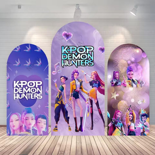 Kpop Demon Hunter Birthday Backdrop – Double-Sided Photo Booth Prop