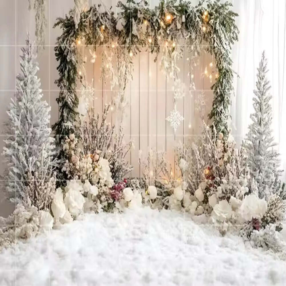 White Christmas Snow Forest Backdrop – Holiday Photo Studio Decor