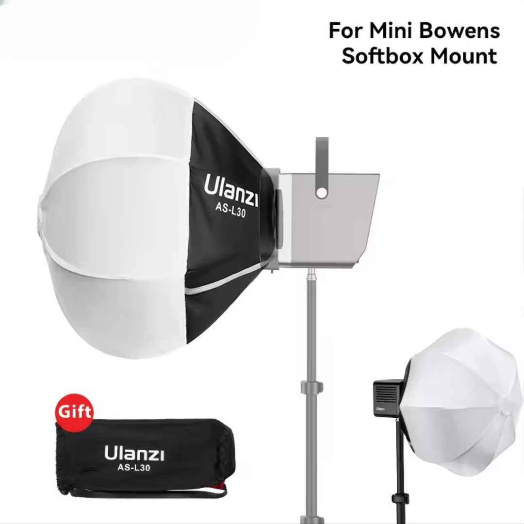 Ulanzi AS-L30 30cm Portable Lantern Softbox – Mini Bowens Mount Ball Diffuser for LT028 40W COB LED