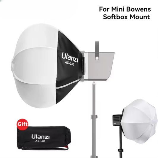 Ulanzi AS-L30 30cm Portable Lantern Softbox – Mini Bowens Mount Ball Diffuser for LT028 40W COB LED