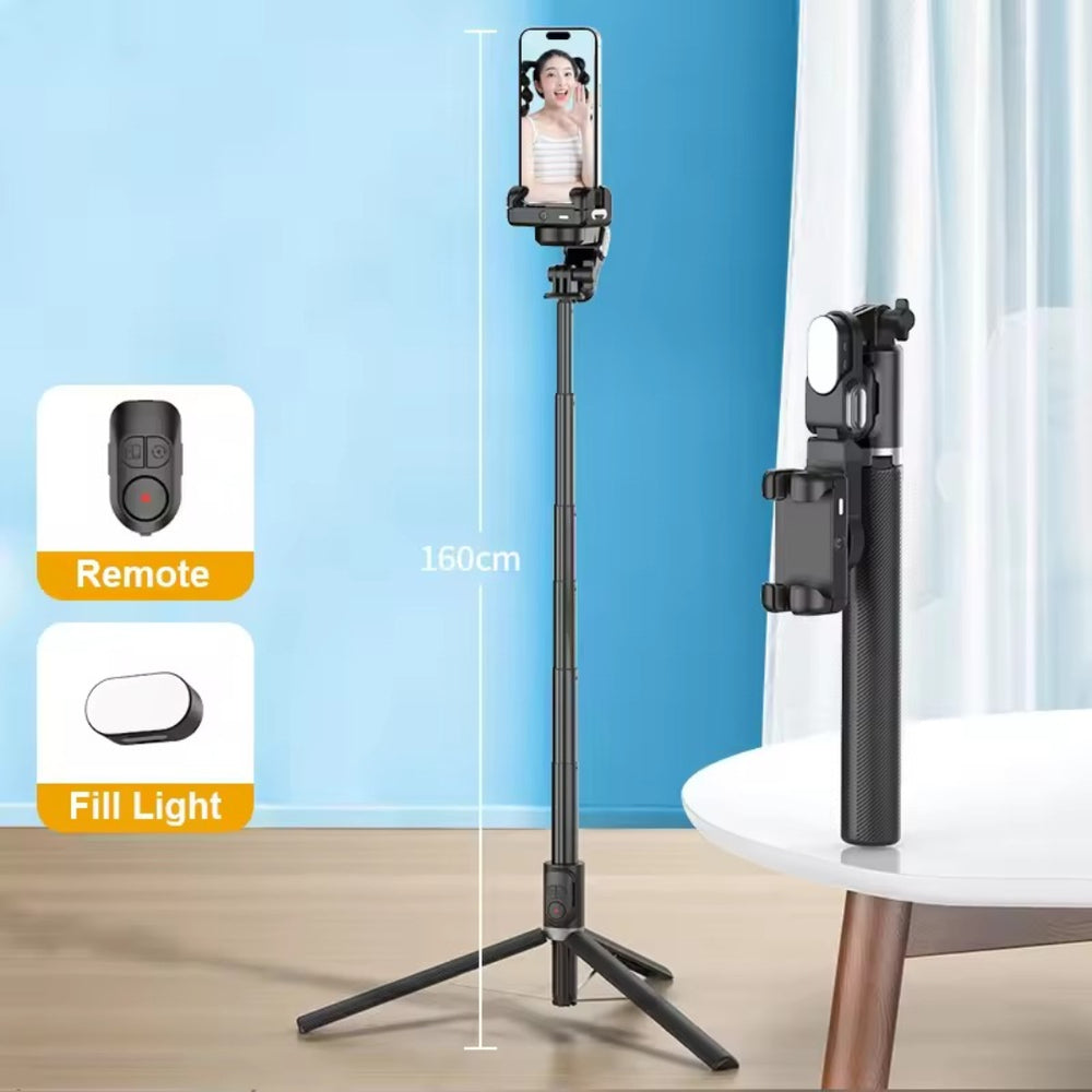 AOCHUAN 1-Axis Gimbal Selfie Stick Tripod with Fill Light & AI Tracking