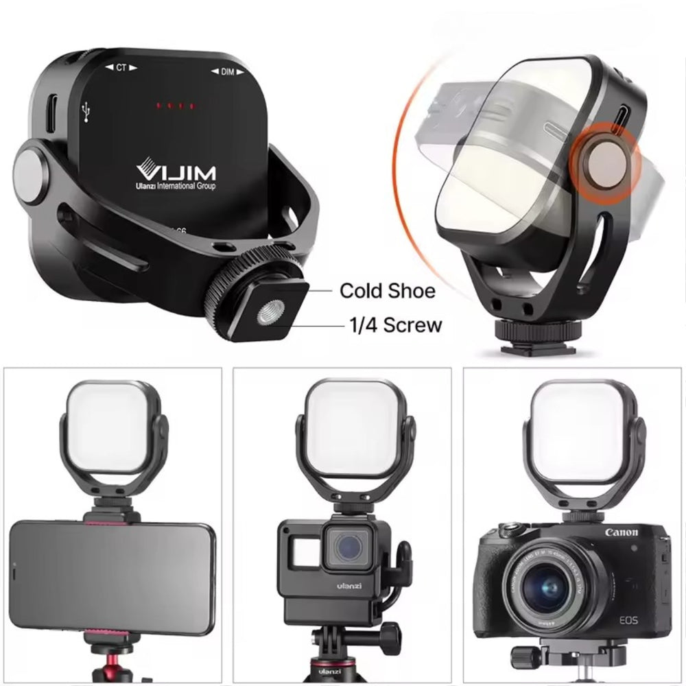 Ulanzi VL66 Adjustable LED Video Light with 360° Mount & Rechargeable