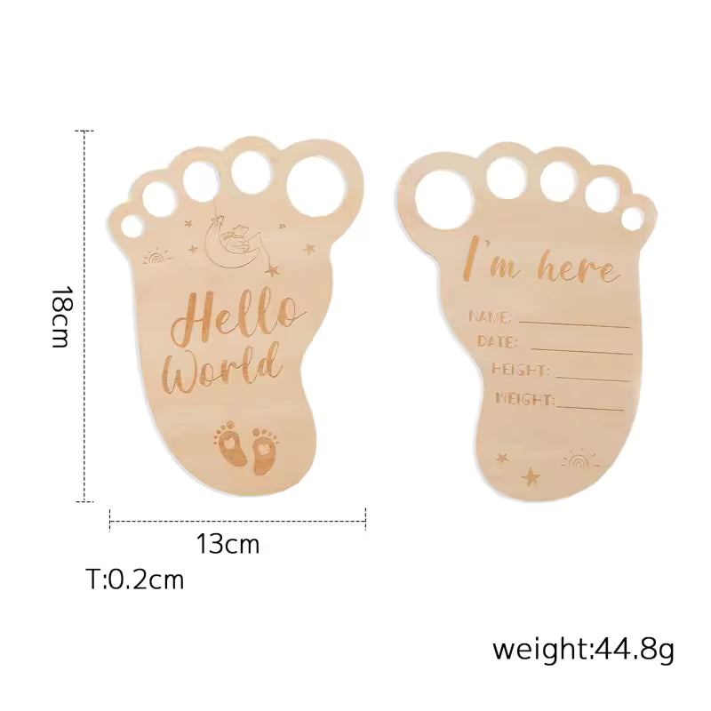 2Pcs Baby Wooden Balloon Milestone Cards Photography Props for Newborns