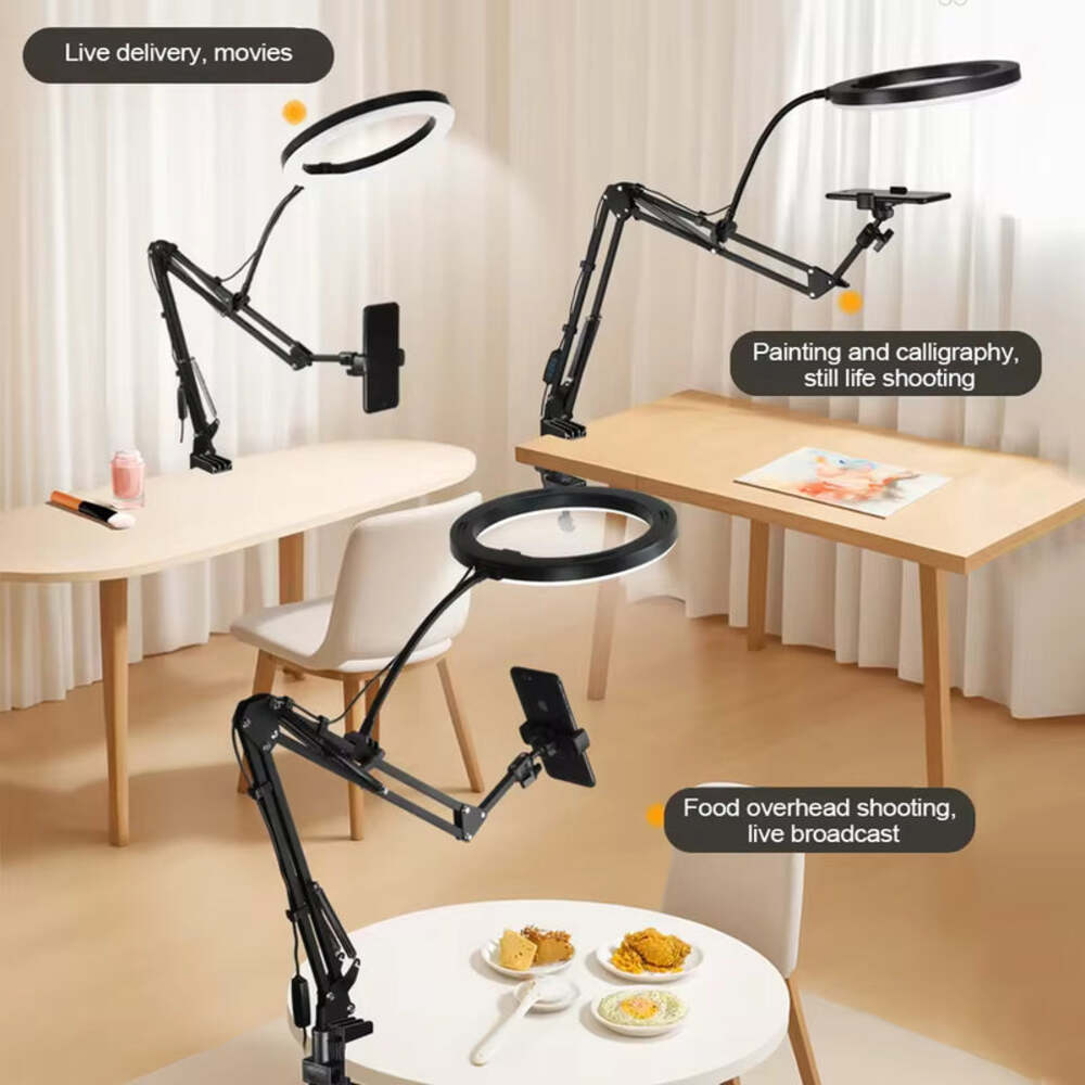 LED Phone Fill Light with Flexible Arm & Holder for Live Streaming
