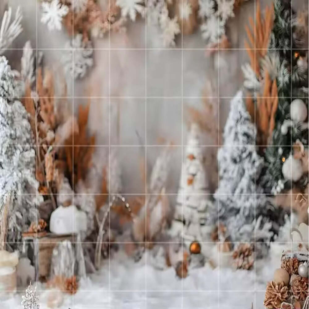 White Christmas Snow Forest Backdrop – Holiday Photo Studio Decor