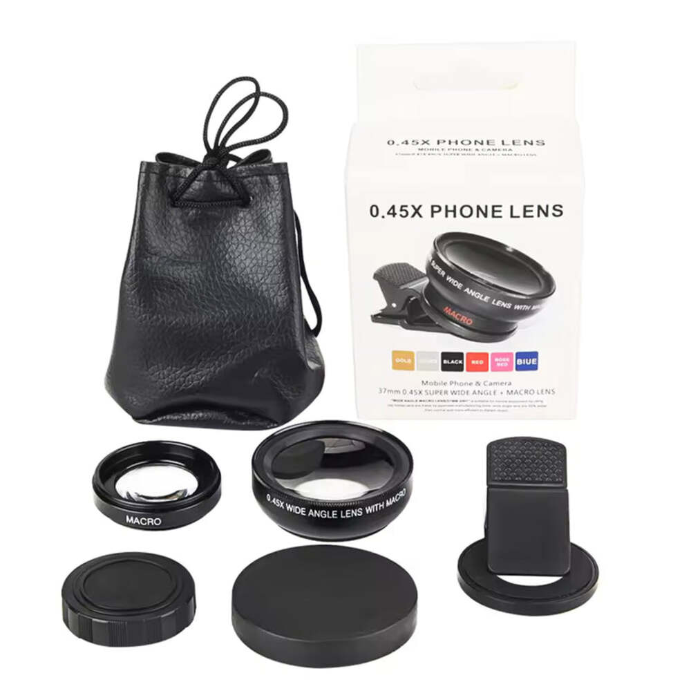 USLION 2-in-1 Universal Clip Phone Lens 0.45x Wide-Angle + Macro 37mm