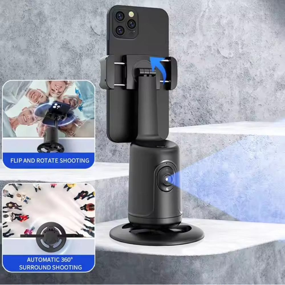 P01 AI Auto-Tracking Gimbal Camera – 360° Face & Body Follow Stand