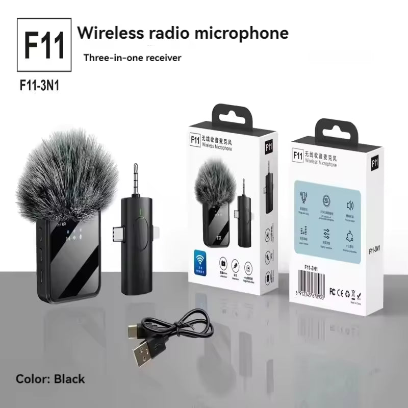 3-in-1 Wireless Lavalier Mic for Camera, iPhone & Android – Noise Reduction