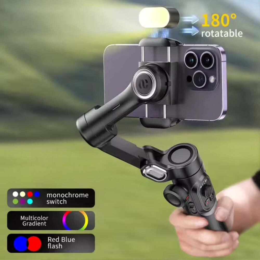 AOCHUAN 3-Axis Foldable Phone Gimbal Stabilizer with Fill Light
