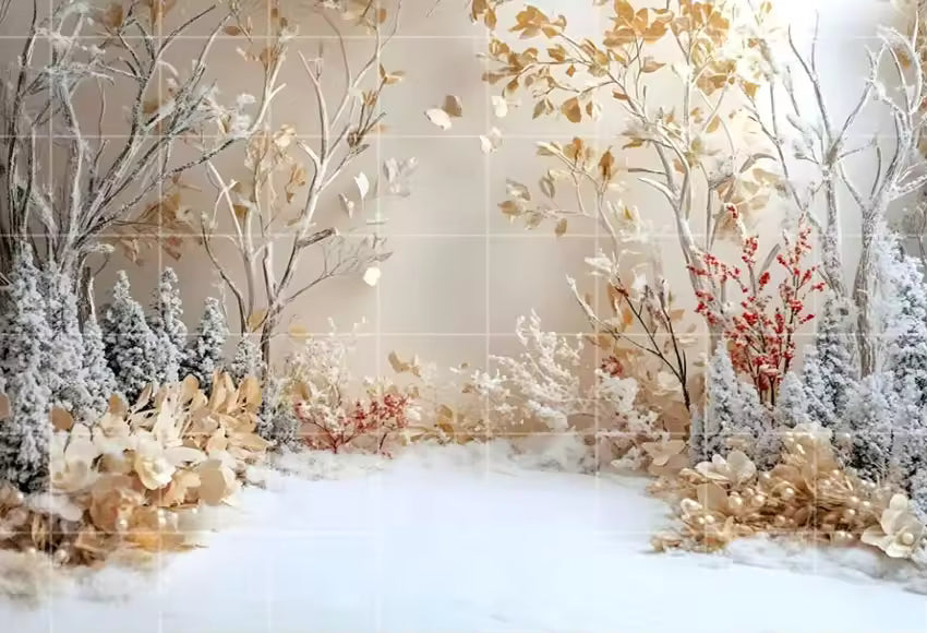 White Christmas Snow Forest Backdrop – Holiday Photo Studio Decor