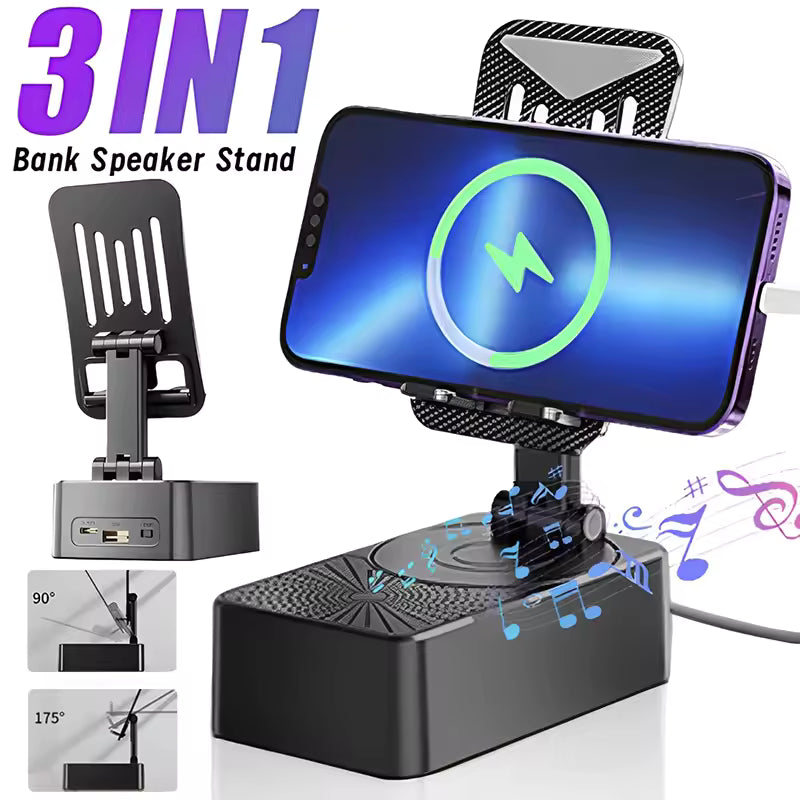 3in1 Mobile Phone Stand Holder with Bluetooth-compatible Speaker Wireless Speaker Adjustable Tablet Desktop Live Lazy Bracket