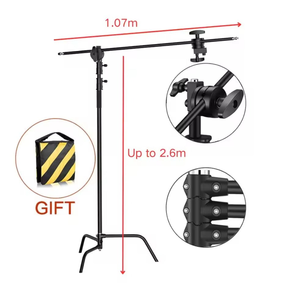 2.49M Cross Arm Light Stand Kit with Weight Bag – Photo Studio Rod