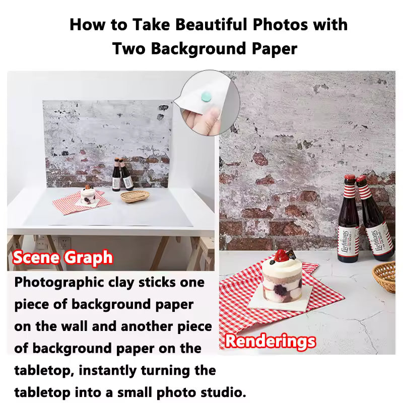 2-Sided Marble & Wood Photography Backdrop – 57×43cm Waterproof Prop