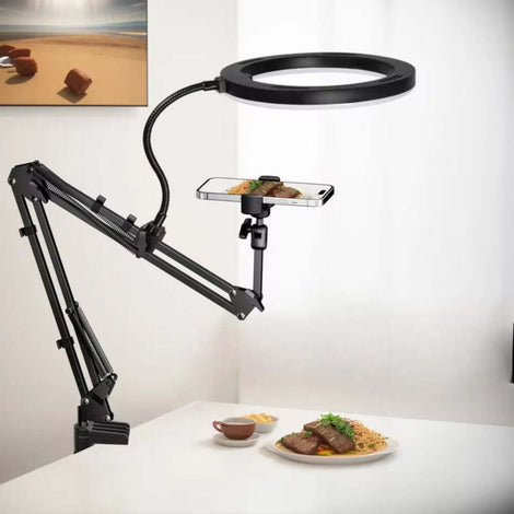 LED Phone Fill Light with Flexible Arm & Holder for Live Streaming