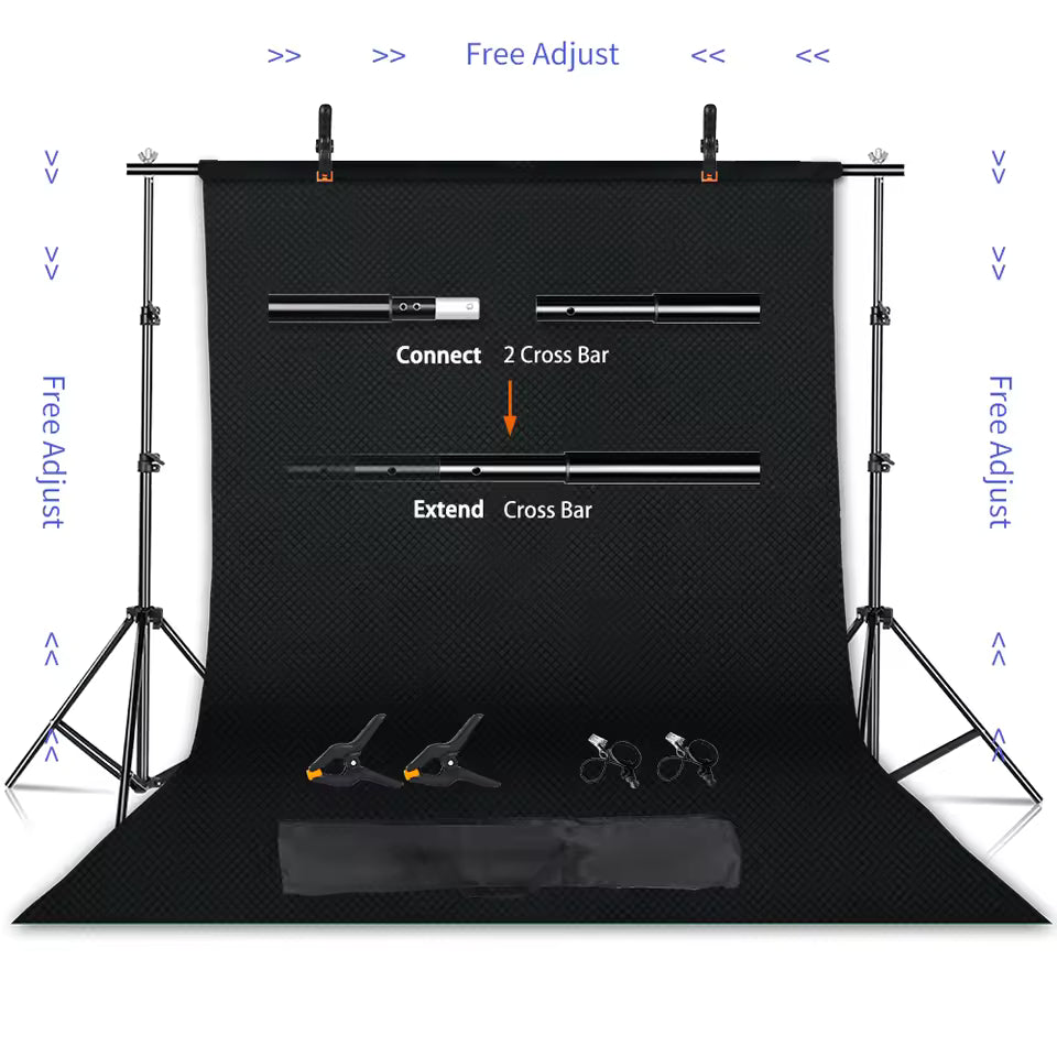 SH Photography Background Stand Kit Adjustable Backdrop Support System