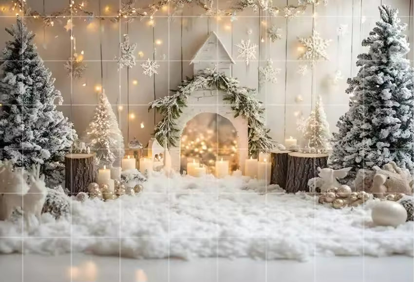 White Christmas Snow Forest Backdrop – Holiday Photo Studio Decor