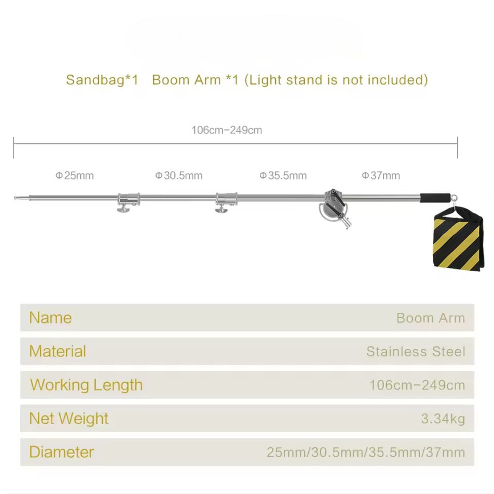 2.49M Cross Arm Light Stand Kit with Weight Bag – Photo Studio Rod
