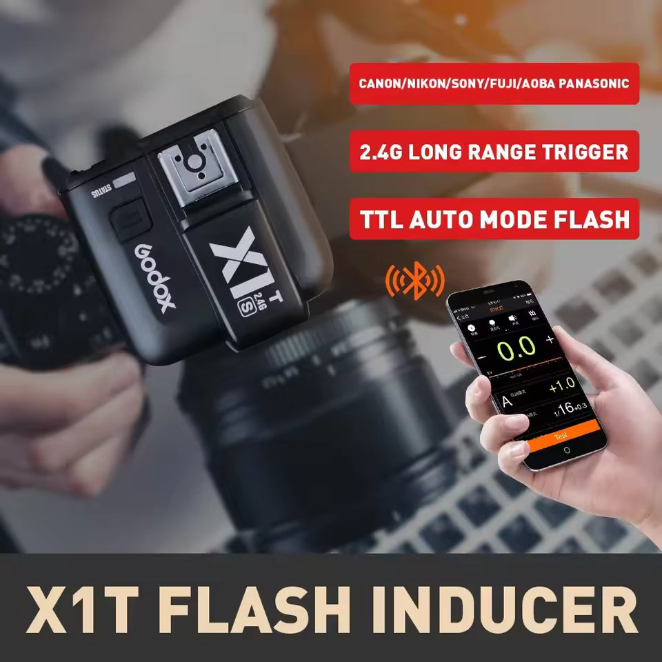 Godox X1T Wireless Flash Trigger – TTL, 1/8000s HSS, 2.4G for Fuji & Olympus