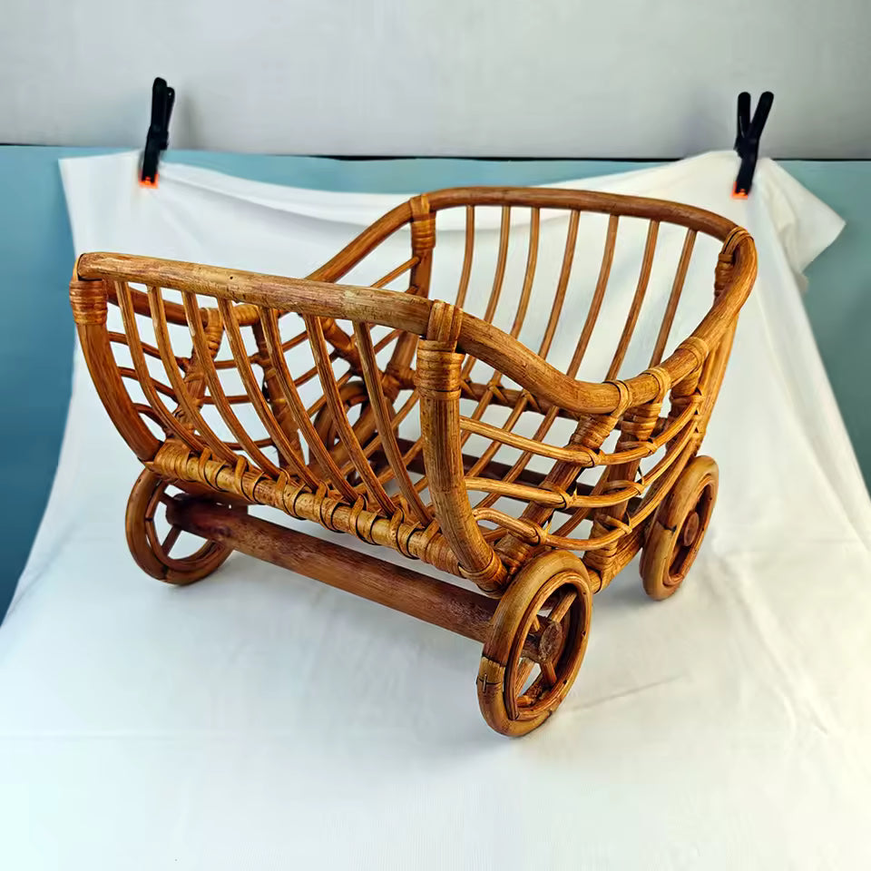 Original Baby Rattan Cart Basket Newborn Photography Prop