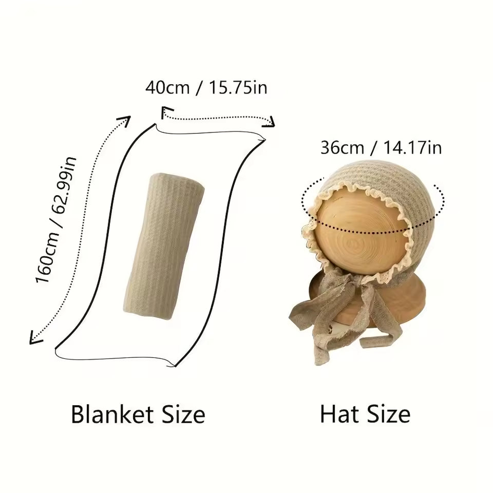 Newborn Photography Props Baby Wrap & Hat Set Soft Houndstooth Studio Backdrop  Accessories