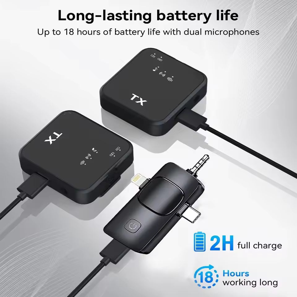 3-in-1 Wireless Lavalier Mic for Camera, iPhone & Android – Noise Reduction