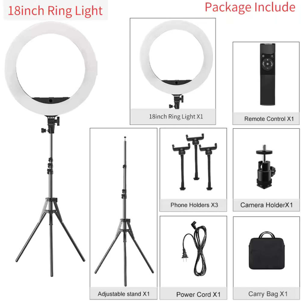 18'' Ring Light with Tripod 55W Dimmable Studio Light for Video & Makeup