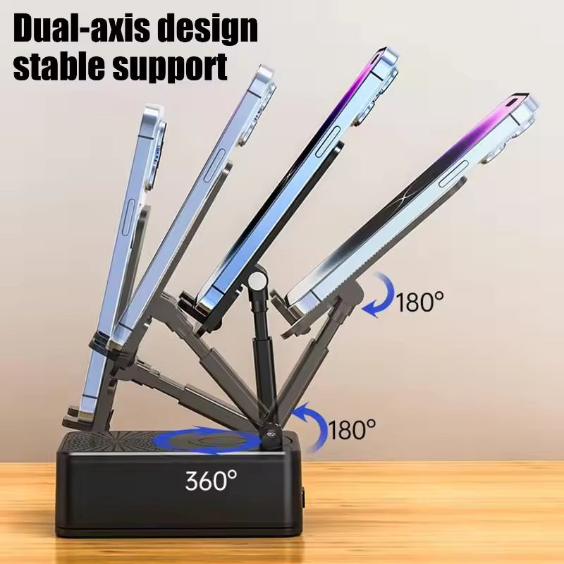 3in1 Mobile Phone Stand Holder with Bluetooth-compatible Speaker Wireless Speaker Adjustable Tablet Desktop Live Lazy Bracket