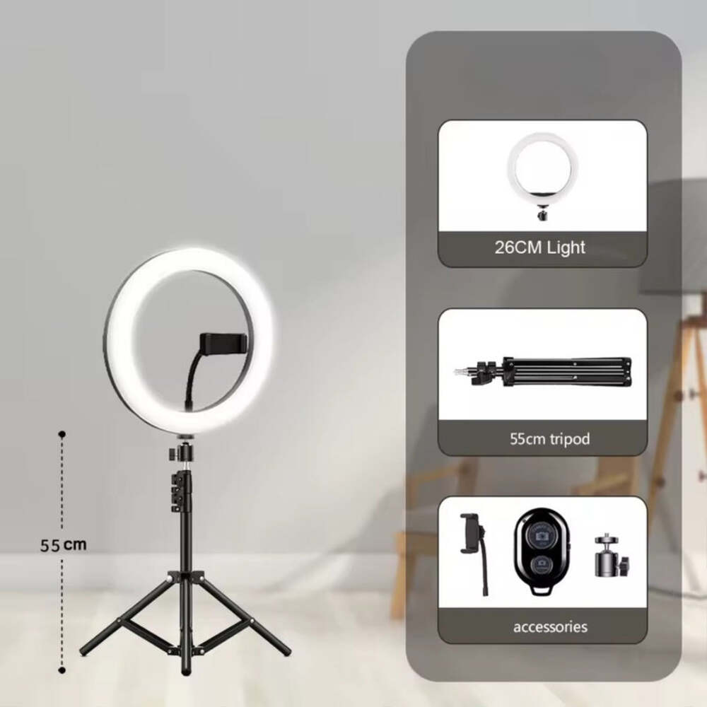 26CM LED Ring Light with Tripod Stand for Photography & Live Streaming