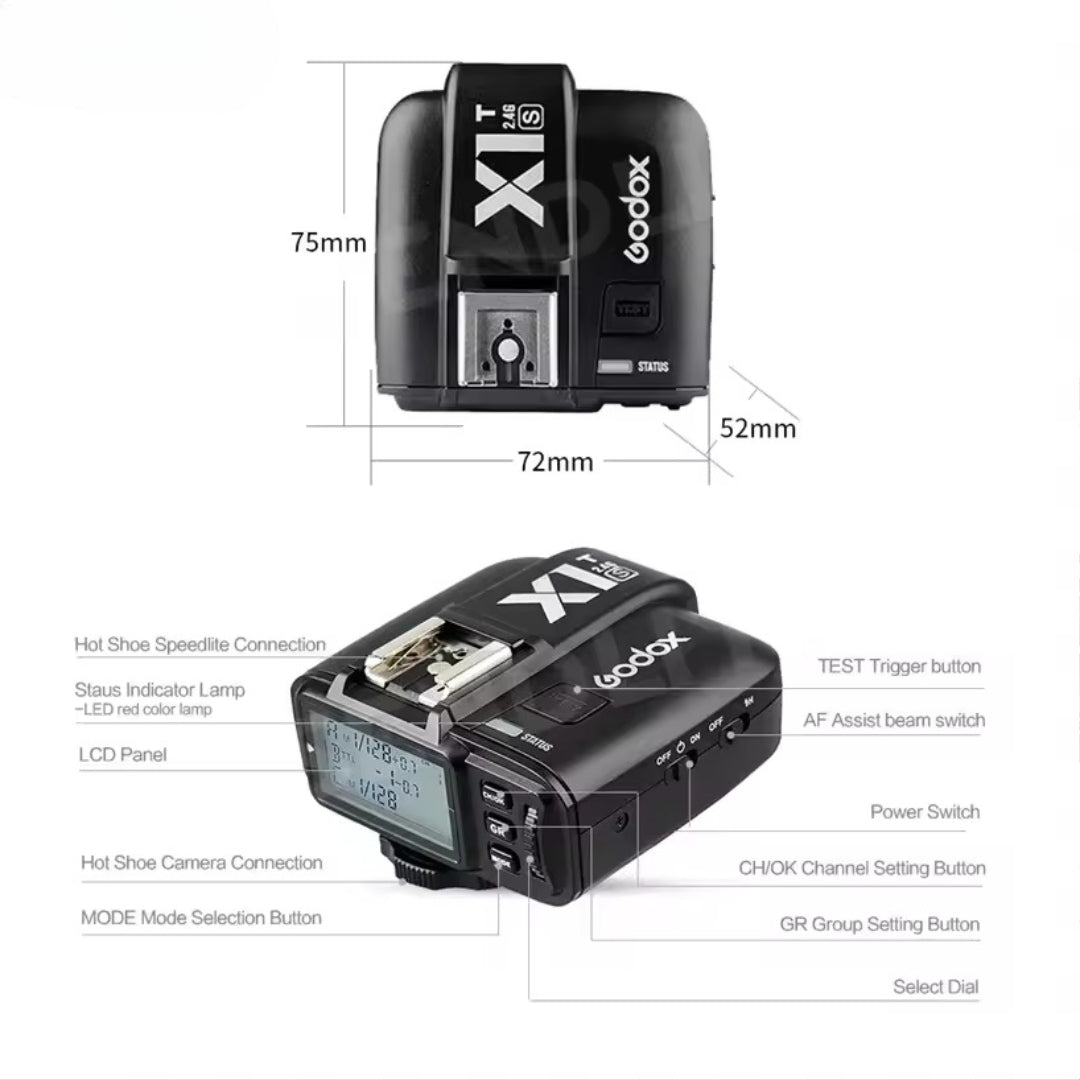 Godox X1T Wireless Flash Trigger – TTL, 1/8000s HSS, 2.4G for Fuji & Olympus