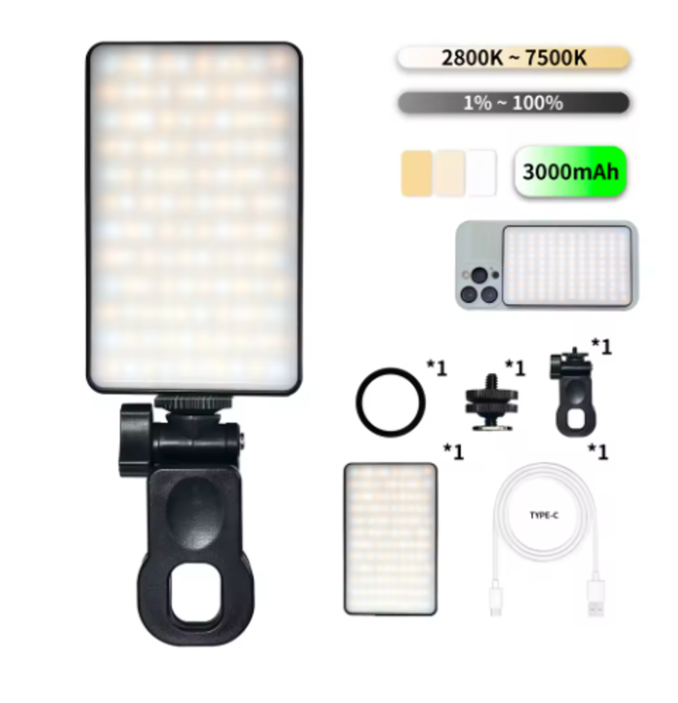 Rechargeable Magnetic LED Selfie Light – 3 Modes, 3000mAh