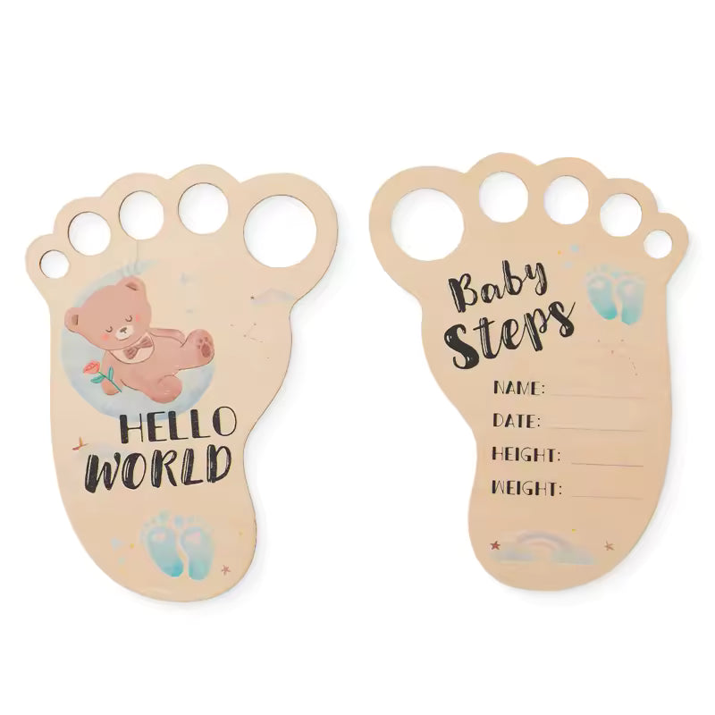2Pcs Baby Wooden Balloon Milestone Cards Photography Props for Newborns