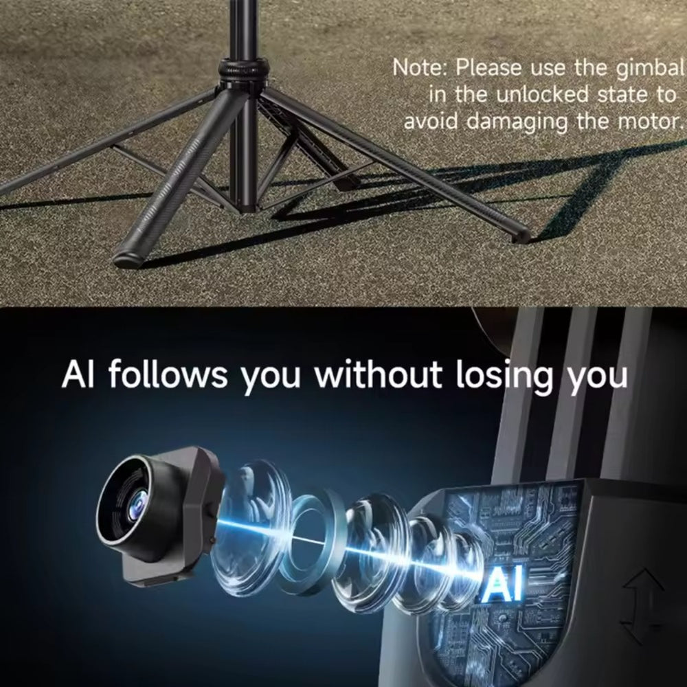 C17 AI Tracking Selfie Stick Tripod with 360° Rotation & Fill Light